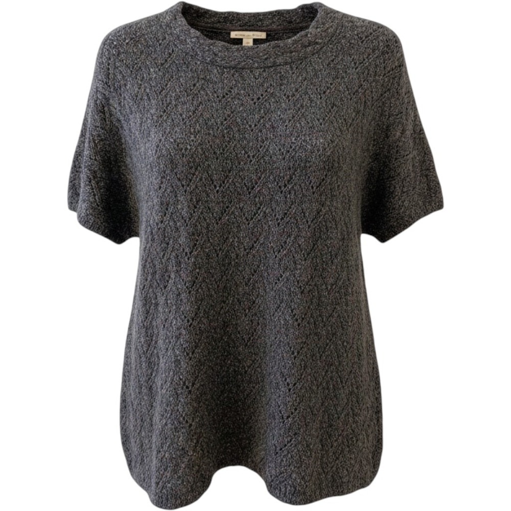 Coldwater Creek Womens 1X Plus Charcoal Grey Pointelle Chevron Knit Sweater Top